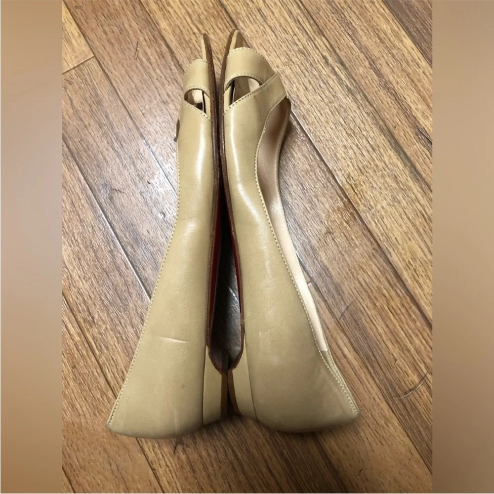 Christian Louboutin Beige Peep-Toe Heels - Picture 5 of 10